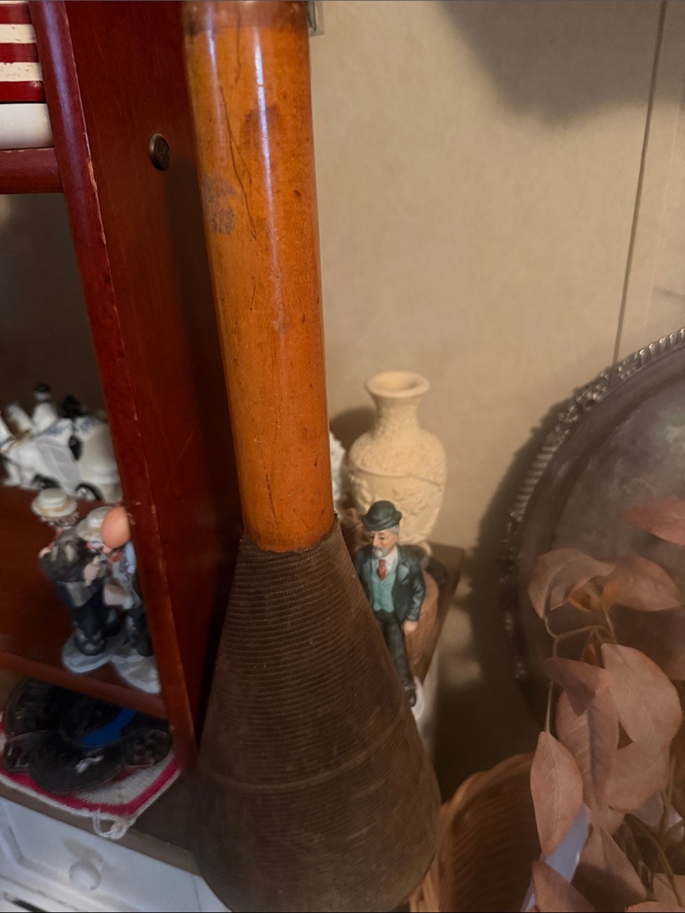 Handcrafted Brown Wood & Woven Decorative Floor Vase